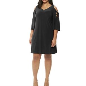 MSK black off shoulder classic midi dress size M